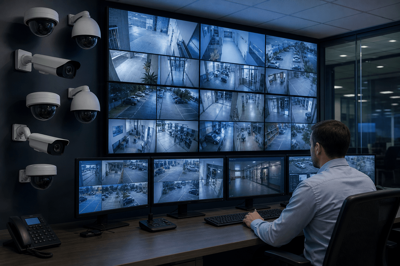 CCTV izleme merkezi ve güvenlik kameraları